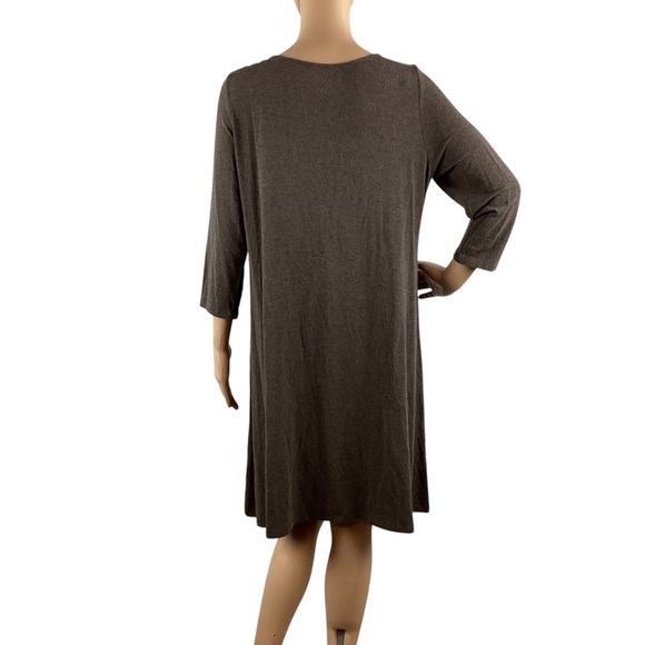 Eileen Fisher Earth Beaded Scoop Neck Knit Dress Size M - Picture 5 of 7
